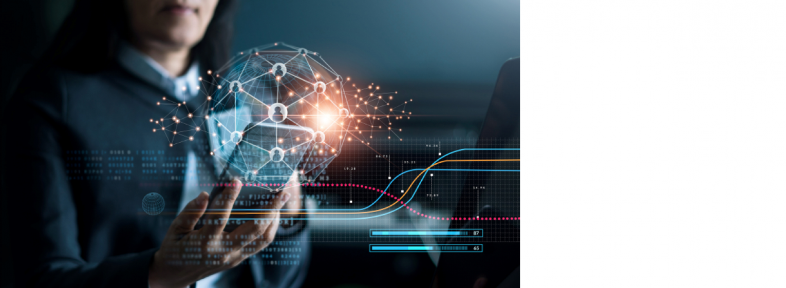 Hand holding digital globe